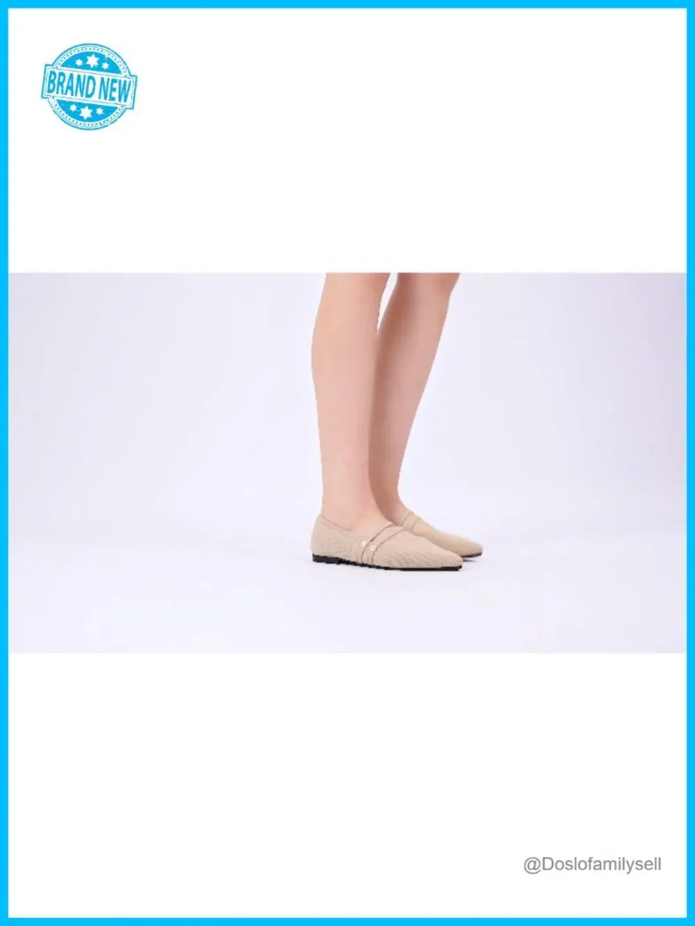 Pointed Toe Mary Jane Ballet Flats Pearl Strap Memory Foam Knit